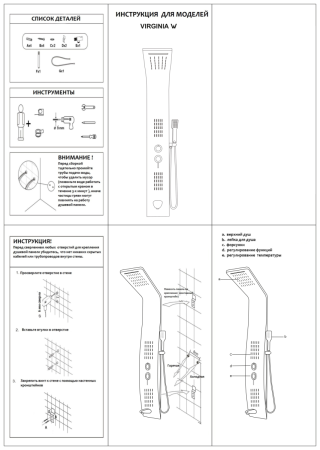 Душевая панель Cerutti SPA CT9990 настенная цвет белый